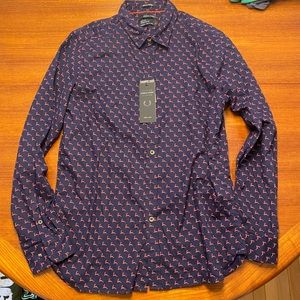 Denim and Flower men’s Reindeer print button down